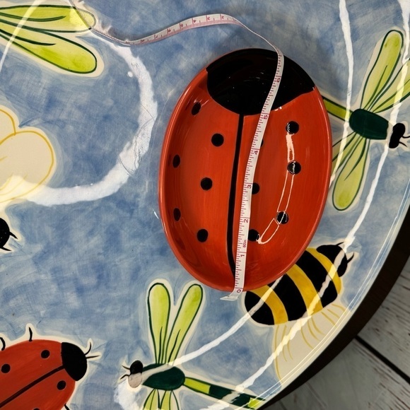 CLAY ART “Bumble Bee” hand painted chips n dip ceramic 2 piece serving platter - Picture 10 of 11